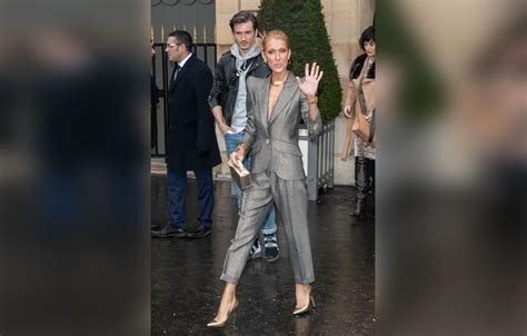 Celine Dion grey suit